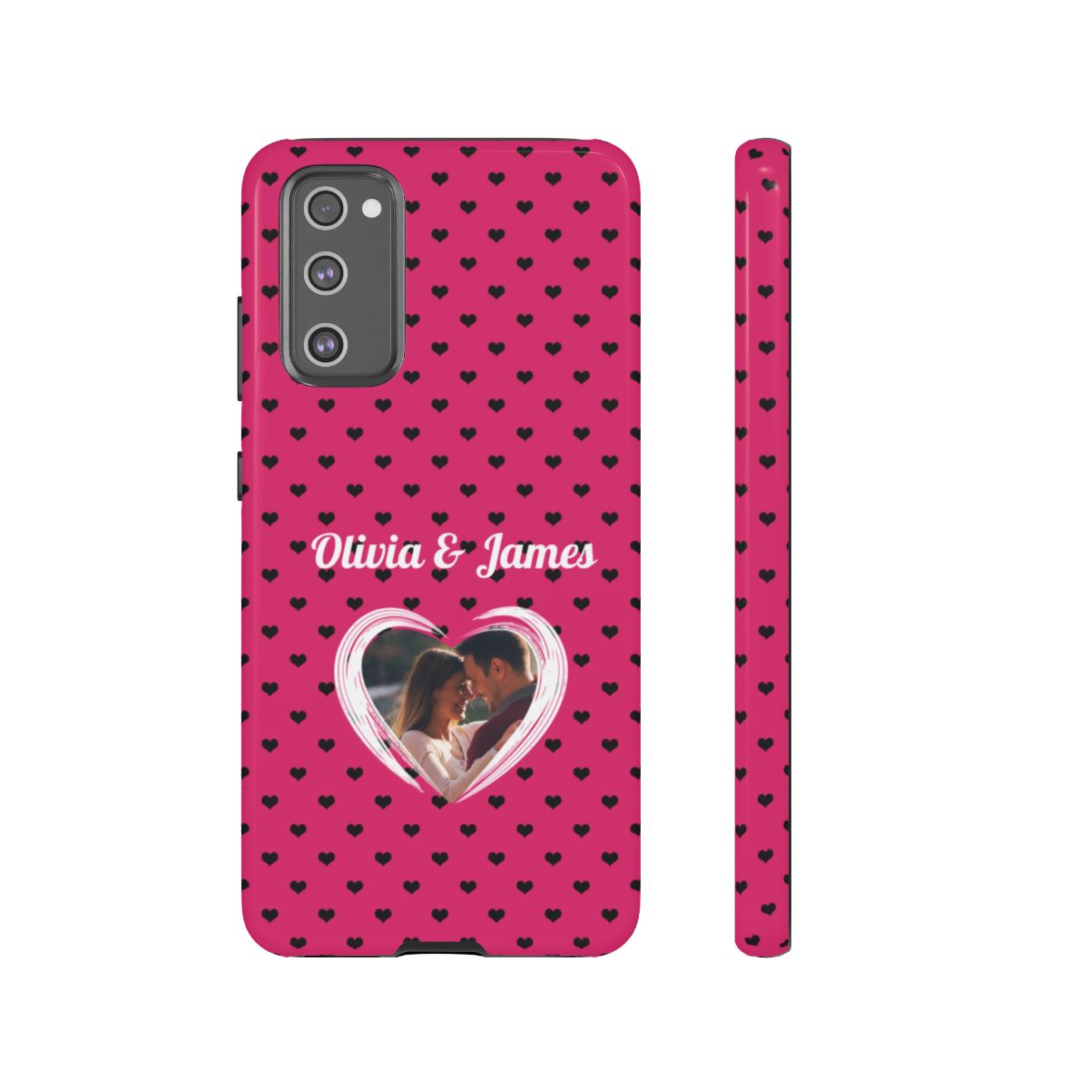 Personalized Photo Pink Heart Phone Case - Custom Photo & Name