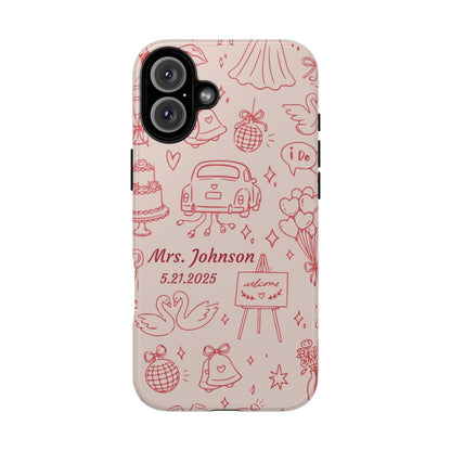 Pink Personalized Wedding Phone Case – Custom Name & Date Bridal Gift