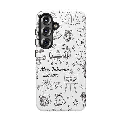 Black Wedding Phone Case – Personalized Name & Date Gift