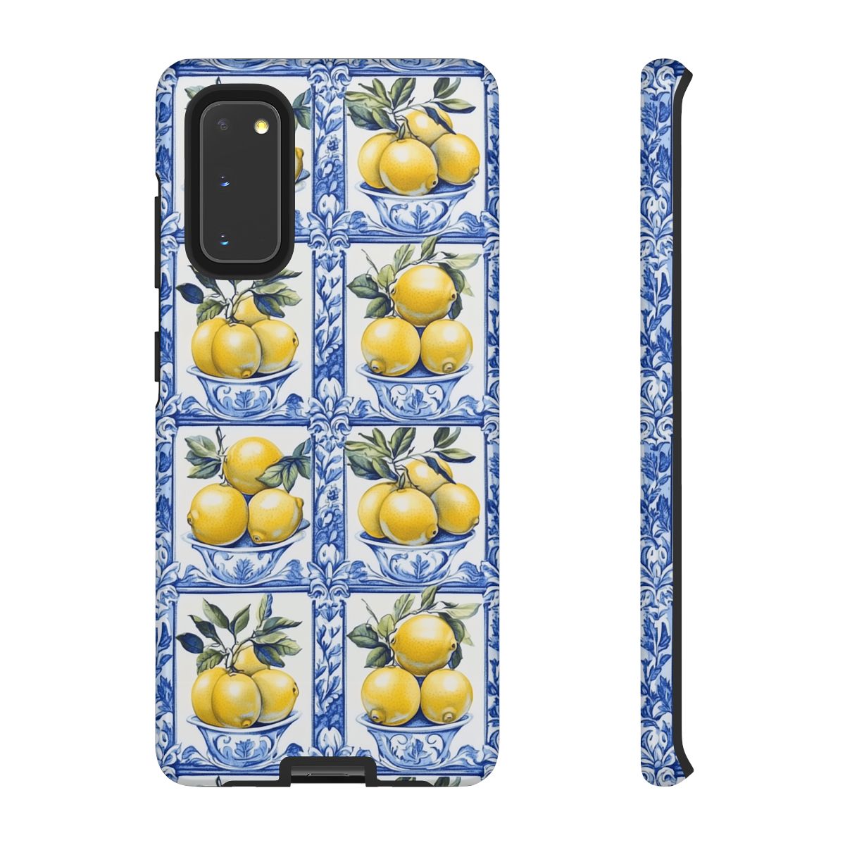 Amalfi Lemon Tile Phone Case - Mediterranean Blue & Yellow