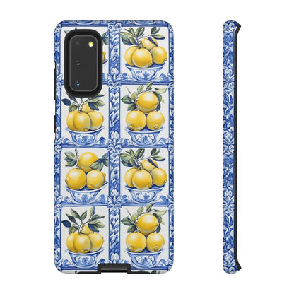 Amalfi Lemon Tile Phone Case - Mediterranean Blue & Yellow