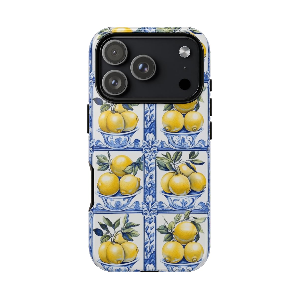 Amalfi Lemon Tile Phone Case - Mediterranean Blue & Yellow