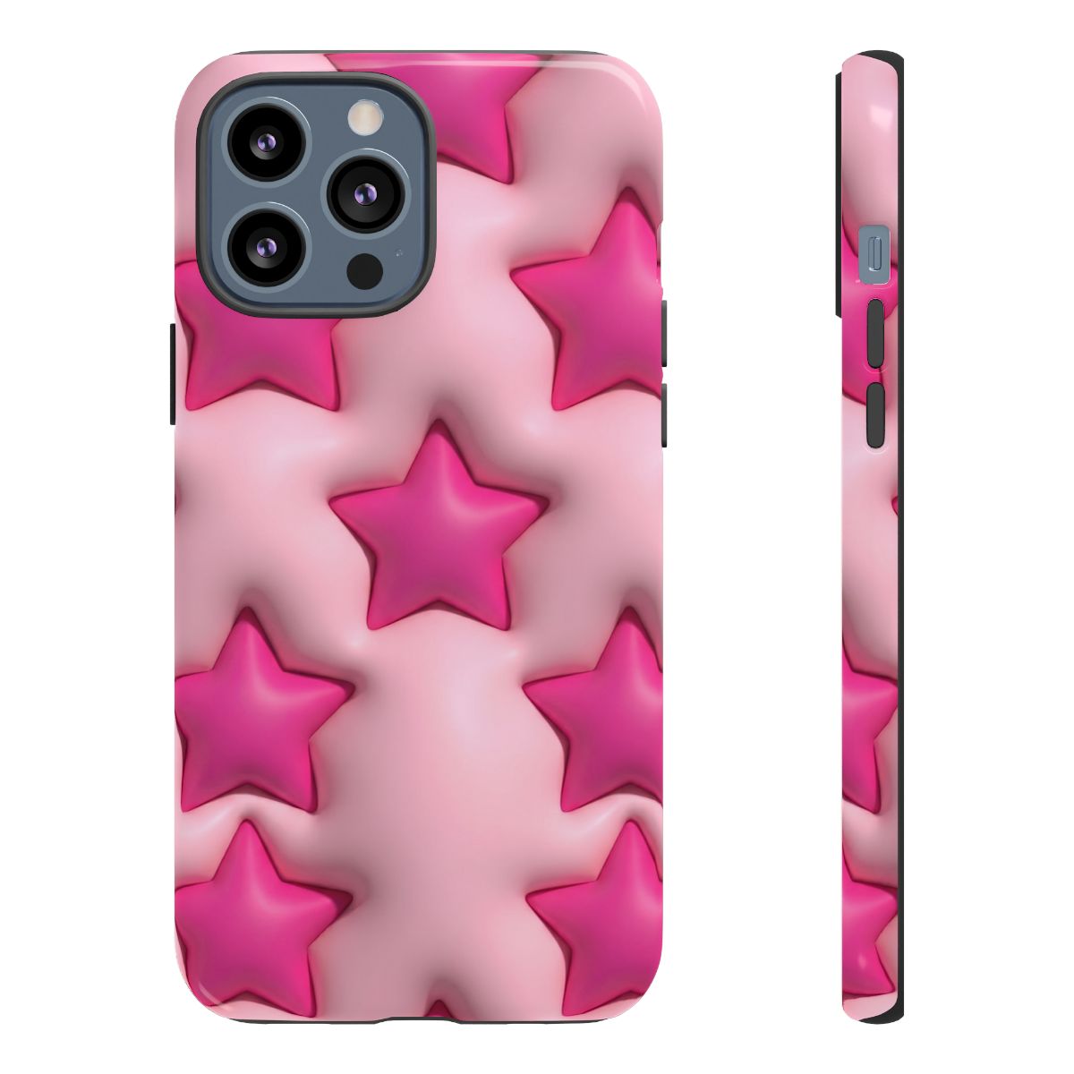 Pink Puffy Stars Aesthetic Phone Case - Cute Y2K Design