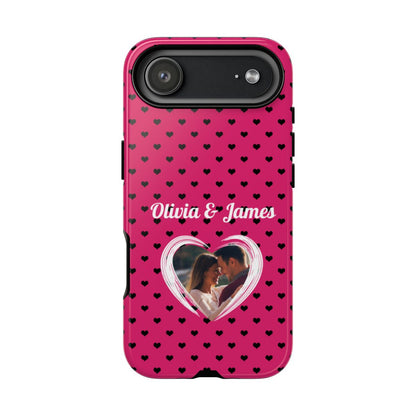 Personalized Photo Pink Heart Phone Case - Custom Photo & Name