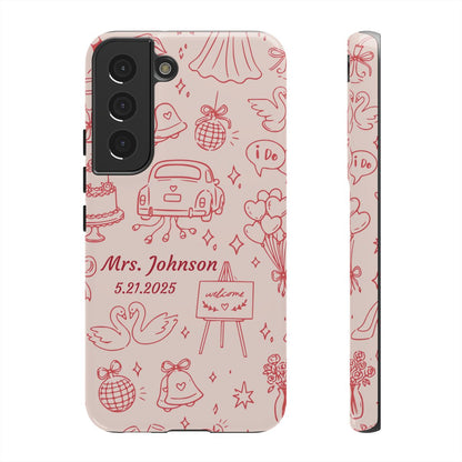 Pink Personalized Wedding Phone Case – Custom Name & Date Bridal Gift
