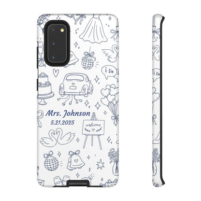 Navy Blue Personalized Wedding Phone Case – Custom Name & Date Bridal Gift