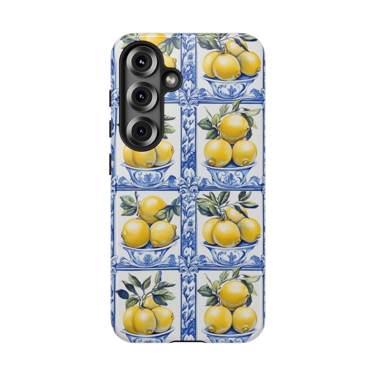 Amalfi Lemon Tile Phone Case - Mediterranean Blue & Yellow