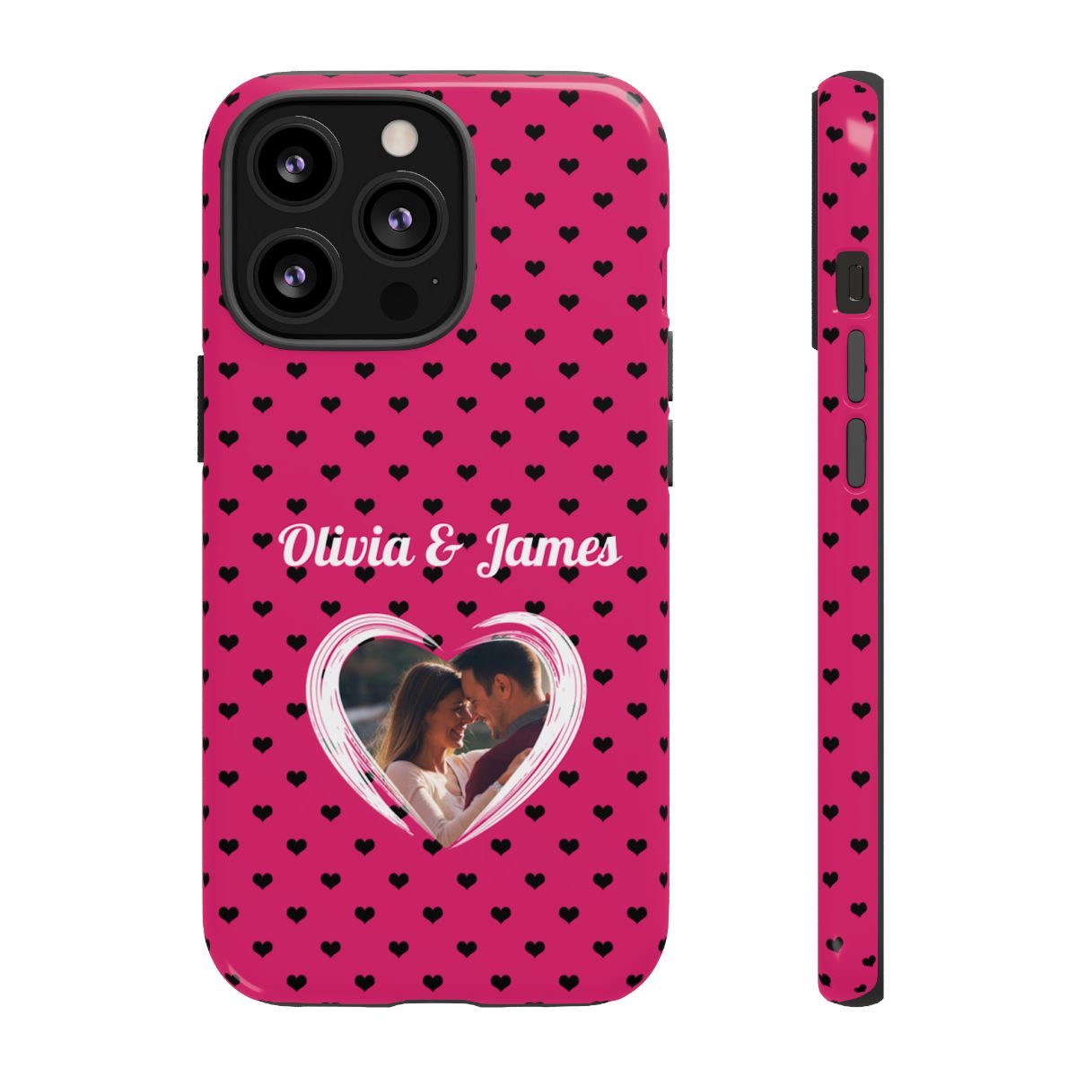 Personalized Photo Pink Heart Phone Case - Custom Photo & Name