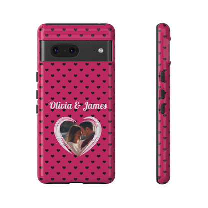 Personalized Photo Pink Heart Phone Case - Custom Photo & Name