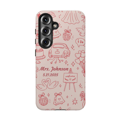 Pink Personalized Wedding Phone Case – Custom Name & Date Bridal Gift
