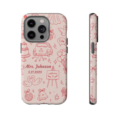 Pink Personalized Wedding Phone Case – Custom Name & Date Bridal Gift