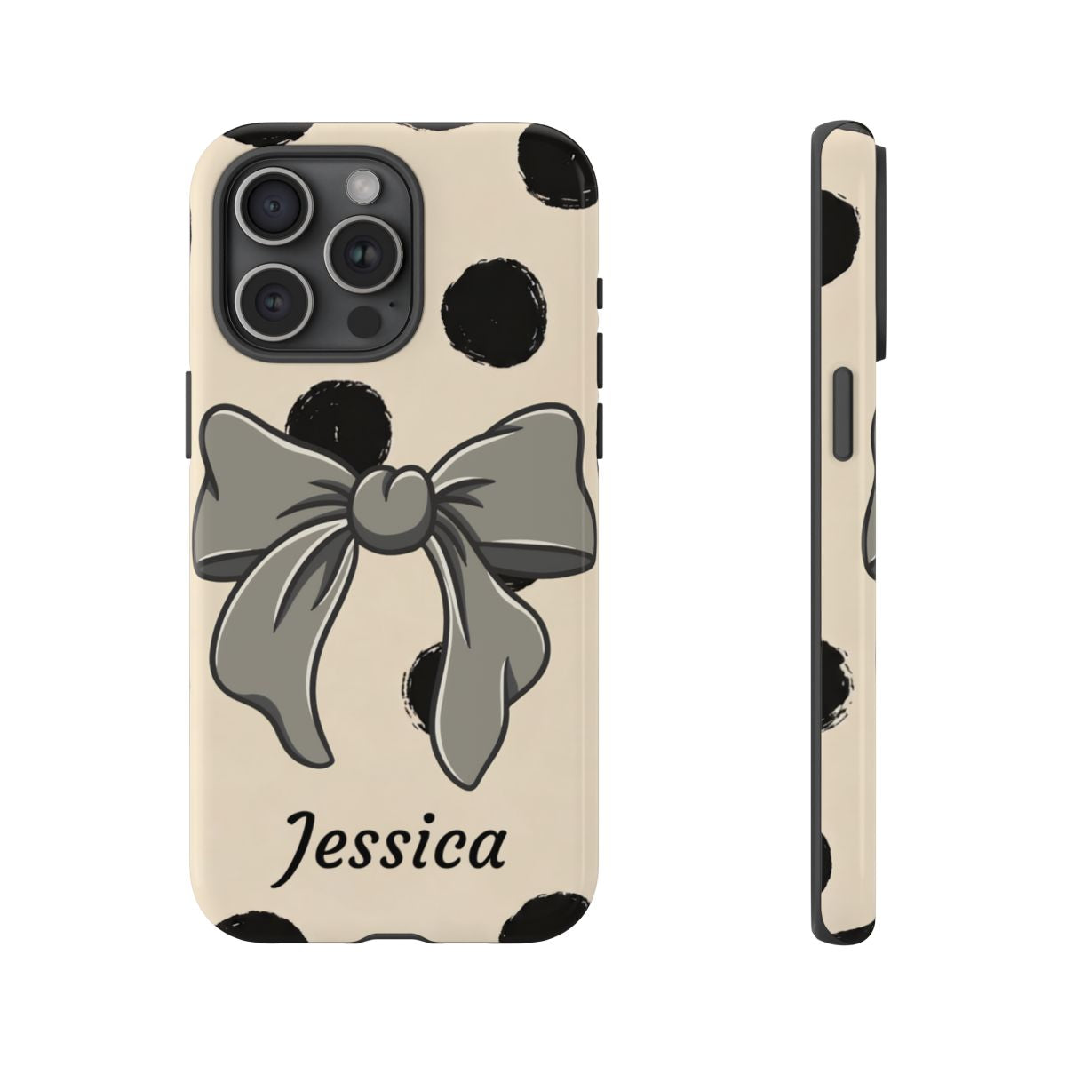 Personalized Polka Dot Bow Phone Case – Custom Name Coquette Retro Aesthetic