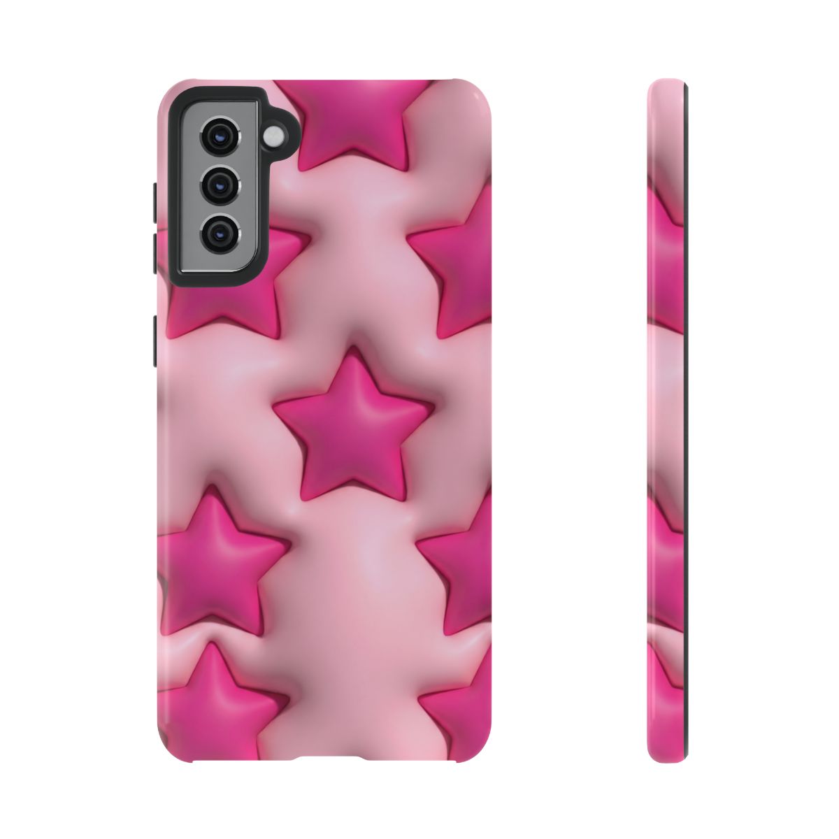 Pink Puffy Stars Aesthetic Phone Case - Cute Y2K Design
