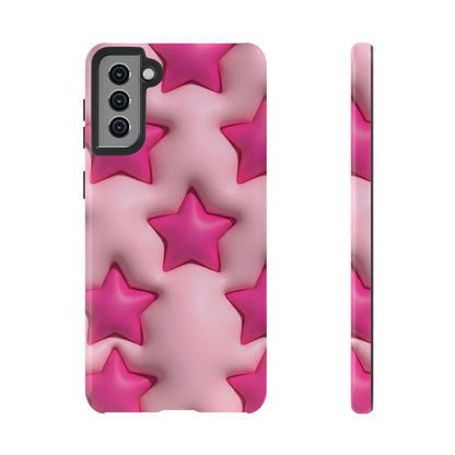 Pink Puffy Stars Aesthetic Phone Case - Cute Y2K Design