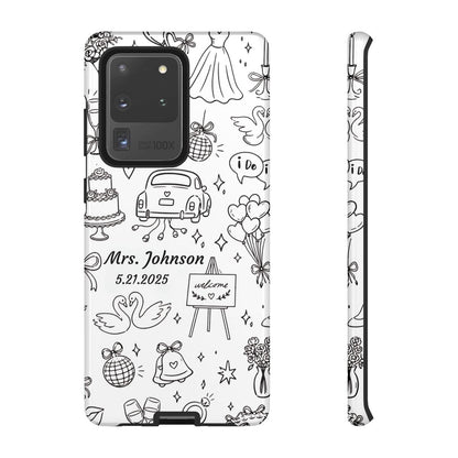 Black Wedding Phone Case – Personalized Name & Date Gift