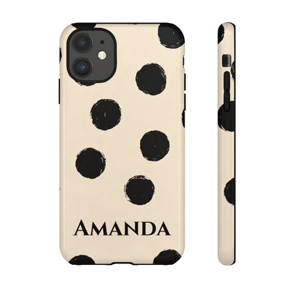 Personalized Polka Dot Phone Case – Custom Name Modern Abstract Aesthetic