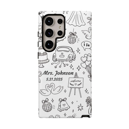 Black Wedding Phone Case – Personalized Name & Date Gift