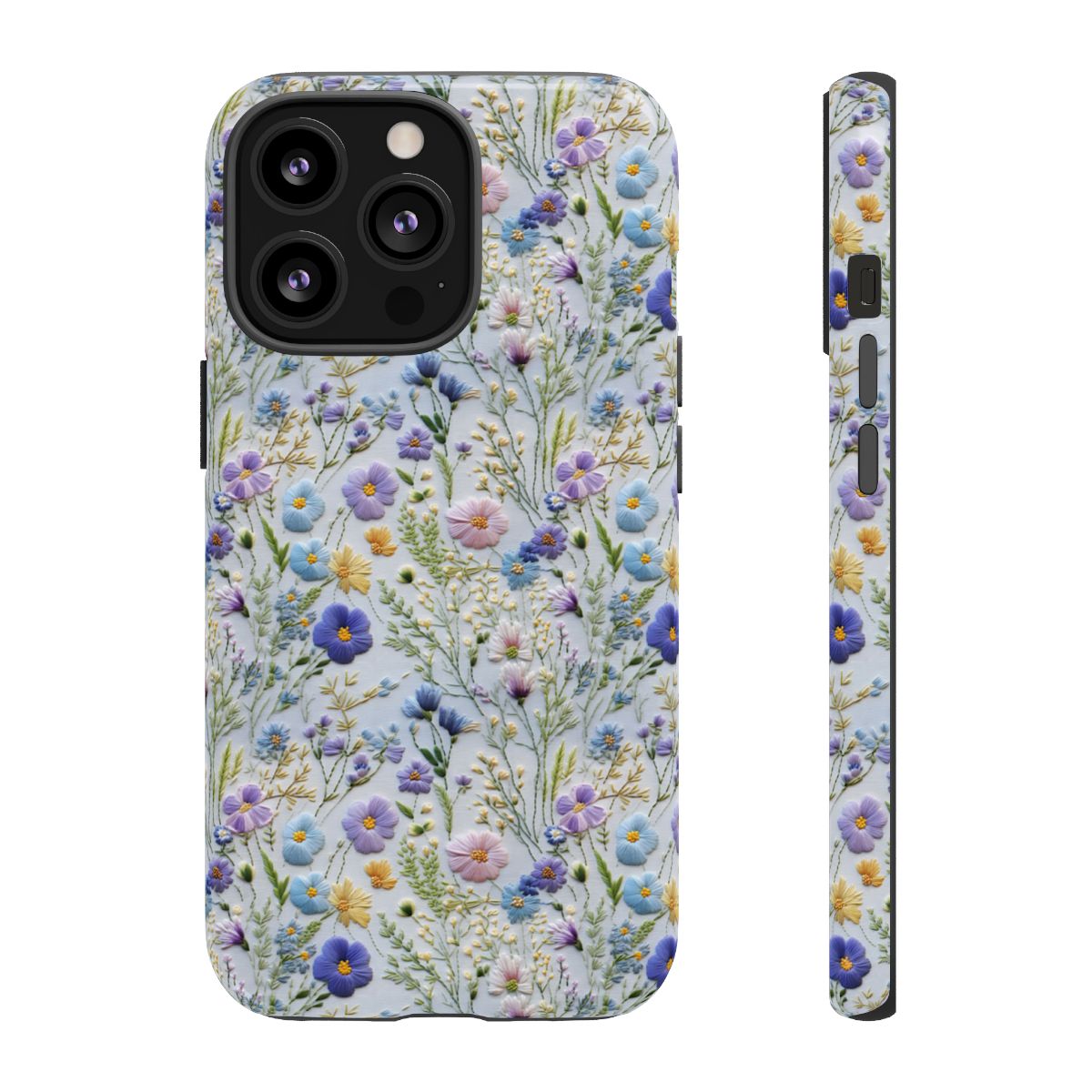 Wisteria Phone Case – Blue Embroidery Wildflower Aesthetic
