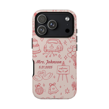 Pink Personalized Wedding Phone Case – Custom Name & Date Bridal Gift