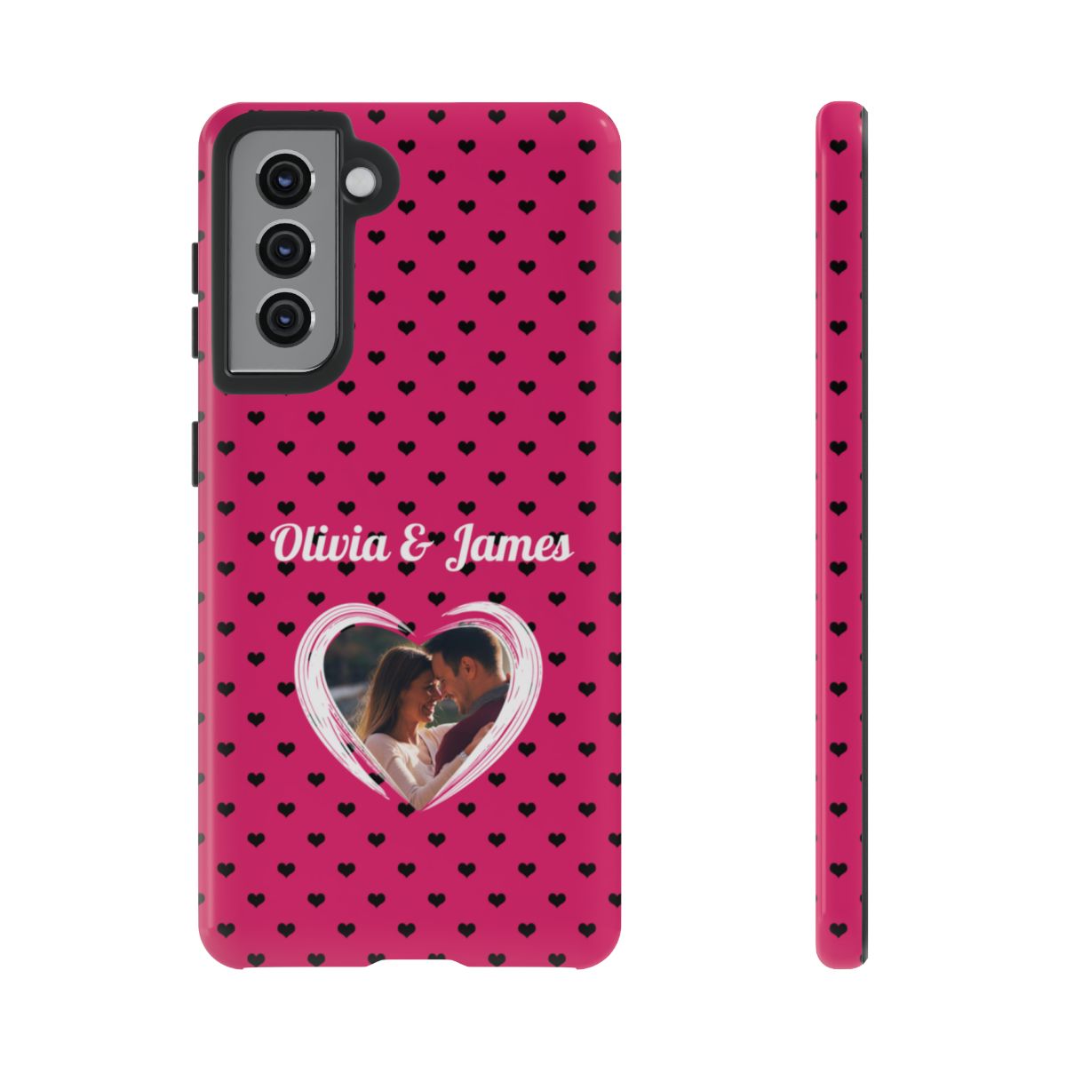 Personalized Photo Pink Heart Phone Case - Custom Photo & Name