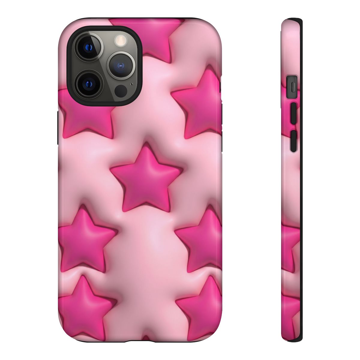 Pink Puffy Stars Aesthetic Phone Case - Cute Y2K Design