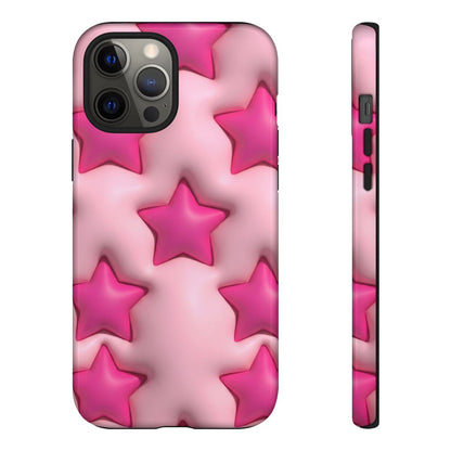 Pink Puffy Stars Aesthetic Phone Case - Cute Y2K Design