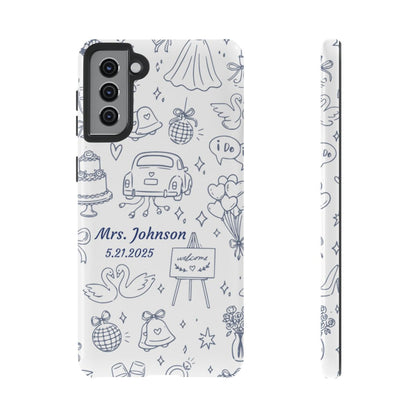 Navy Blue Personalized Wedding Phone Case – Custom Name & Date Bridal Gift