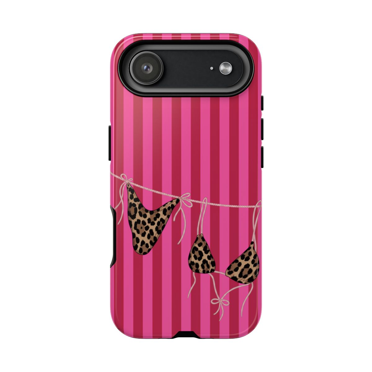 Leopard Bikini Striped Phone Case – Trendy Summer Beach Aesthetic