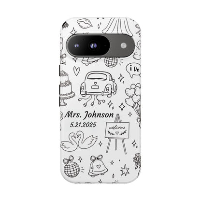 Black Wedding Phone Case – Personalized Name & Date Gift