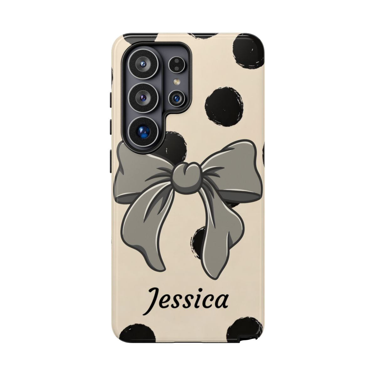 Personalized Polka Dot Bow Phone Case – Custom Name Coquette Retro Aesthetic