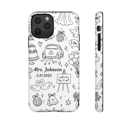 Black Wedding Phone Case – Personalized Name & Date Gift