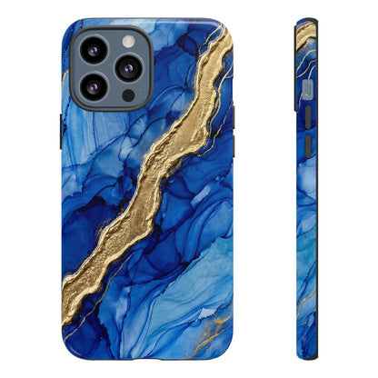 Blue Gold Marble Phone Case – Luxury Sapphire Geode Ink Art Design