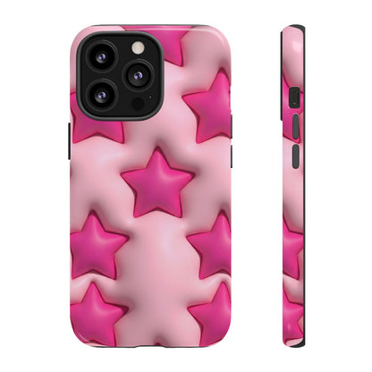 Pink Puffy Stars Aesthetic Phone Case - Cute Y2K Design