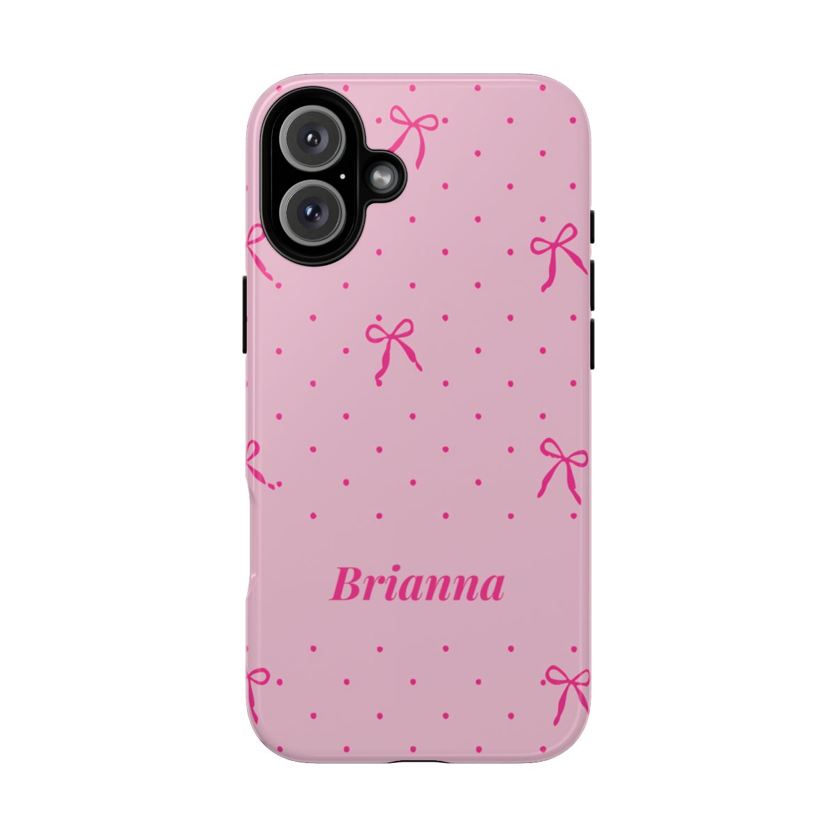Personalized Pink Bow Phone Case – Custom Name Polka Dot Coquette Aesthetic