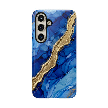 Blue Gold Marble Phone Case – Luxury Sapphire Geode Ink Art Design