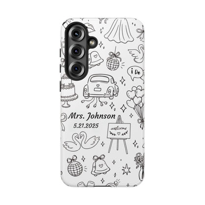 Black Wedding Phone Case – Personalized Name & Date Gift