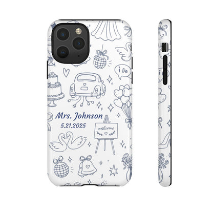 Navy Blue Personalized Wedding Phone Case – Custom Name & Date Bridal Gift