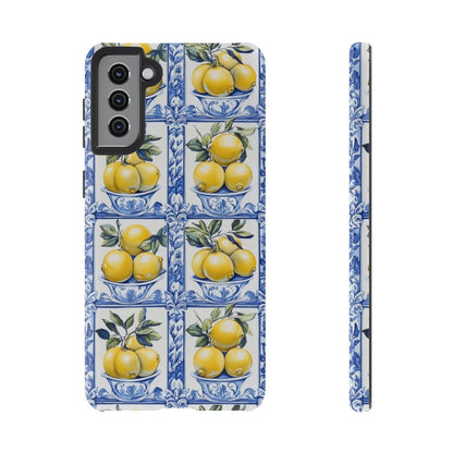 Amalfi Lemon Tile Phone Case - Mediterranean Blue & Yellow