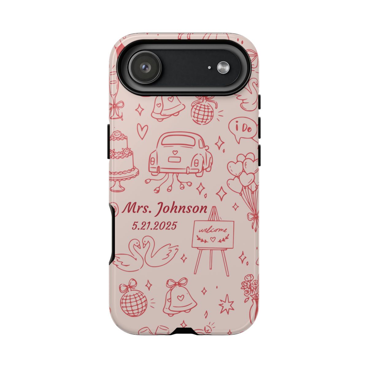 Pink Personalized Wedding Phone Case – Custom Name & Date Bridal Gift