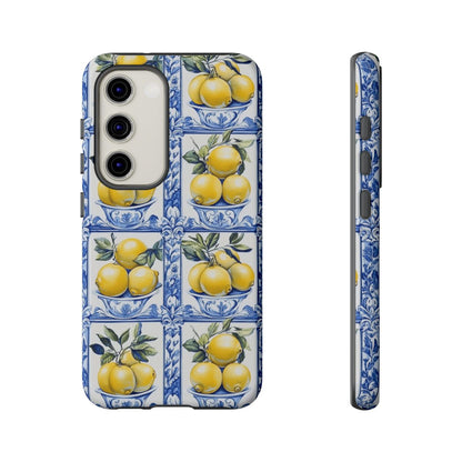 Amalfi Lemon Tile Phone Case - Mediterranean Blue & Yellow