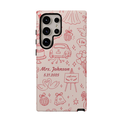 Pink Personalized Wedding Phone Case – Custom Name & Date Bridal Gift
