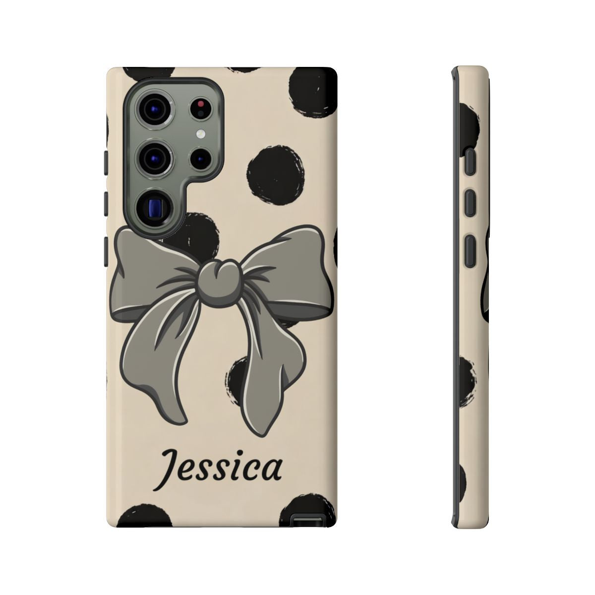 Personalized Polka Dot Bow Phone Case – Custom Name Coquette Retro Aesthetic