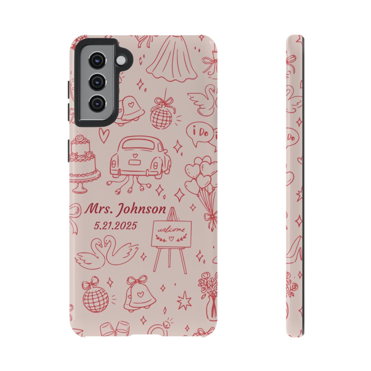 Pink Personalized Wedding Phone Case – Custom Name & Date Bridal Gift