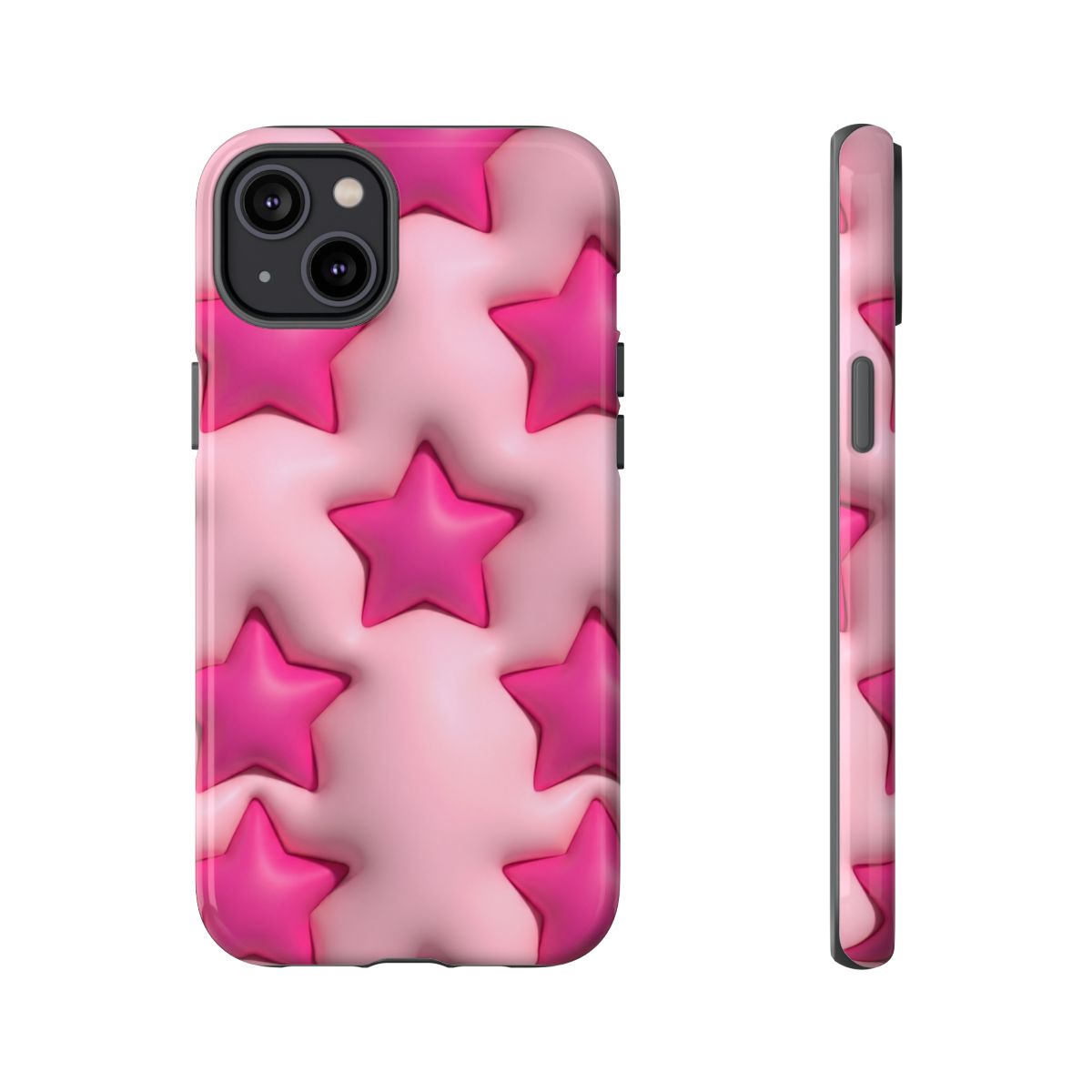 Pink Puffy Stars Aesthetic Phone Case - Cute Y2K Design