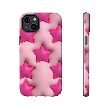 Pink Puffy Stars Aesthetic Phone Case - Cute Y2K Design