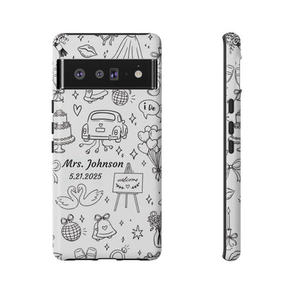 Black Wedding Phone Case – Personalized Name & Date Gift