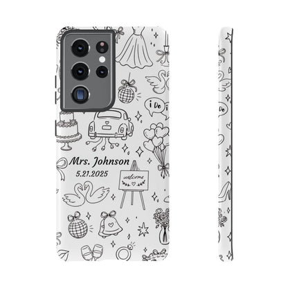 Black Wedding Phone Case – Personalized Name & Date Gift