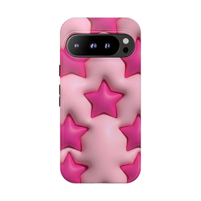 Pink Puffy Stars Aesthetic Phone Case - Cute Y2K Design