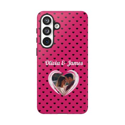 Personalized Photo Pink Heart Phone Case - Custom Photo & Name