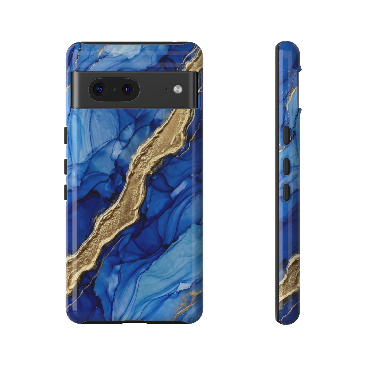 Blue Gold Marble Phone Case – Luxury Sapphire Geode Ink Art Design